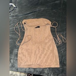 White Fox Special Delivery Mesh Mini Dress - Dark Nude - NWT